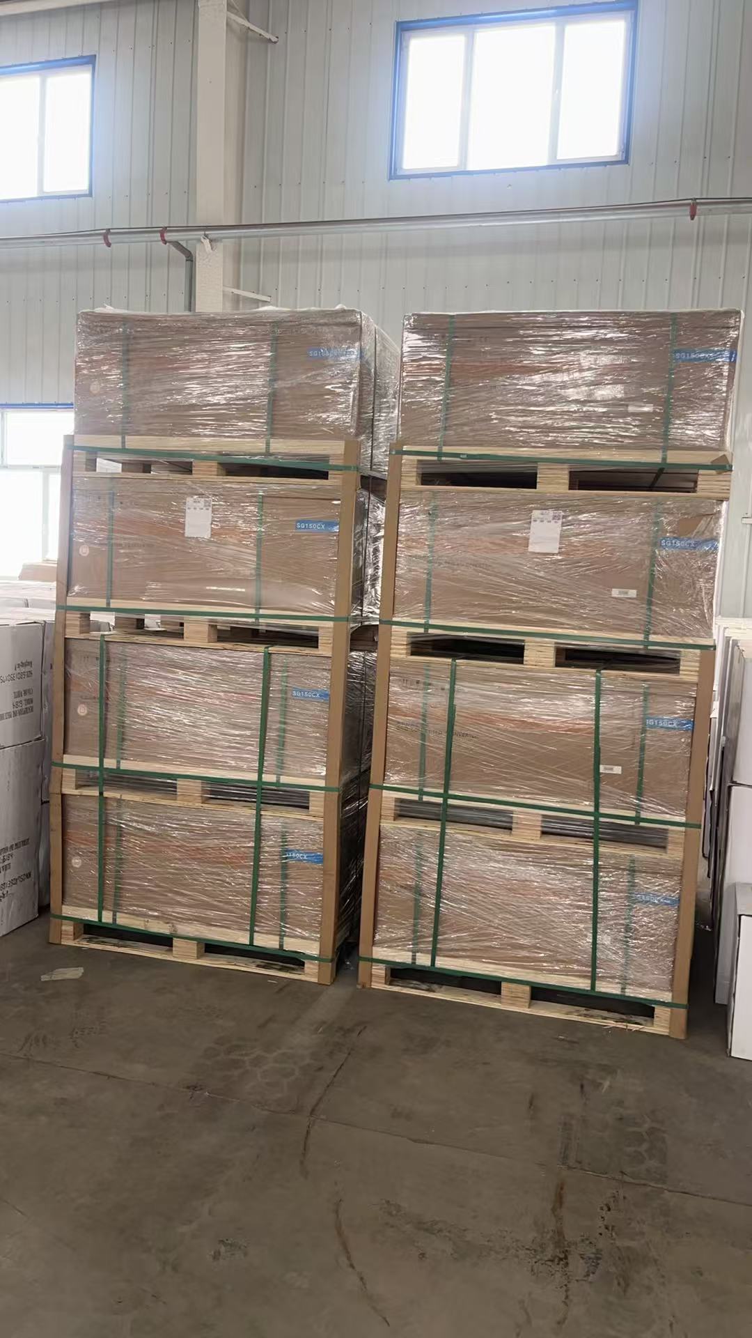 Solar PV equipment packed for international freight